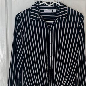 Susan Graver Black and White Striped Top